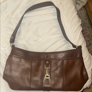 Etienne Aigner Chocolate Brown Leather Shoulder Bag